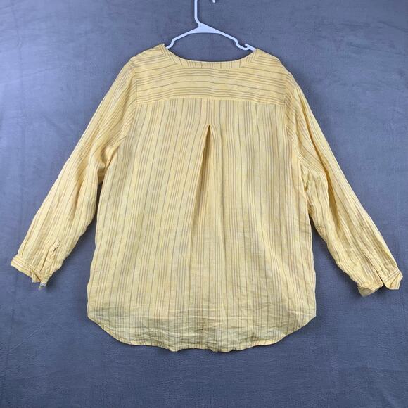 Sundance Yellow 100% Linen Pleated Front Warm Breeze Tunic Top Size XL - Picture 2 of 7